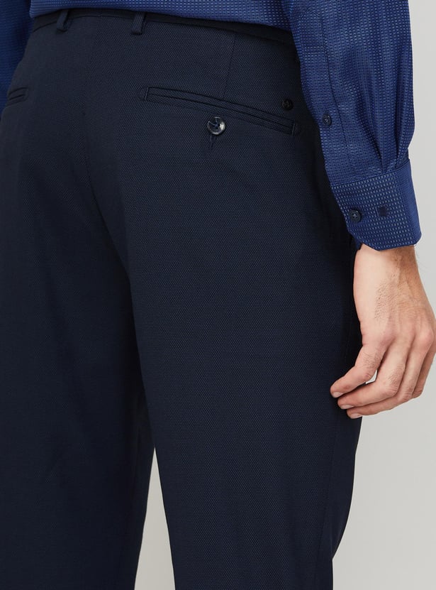 ARROW Men Solid Slim Tapered Flat Front Trousers