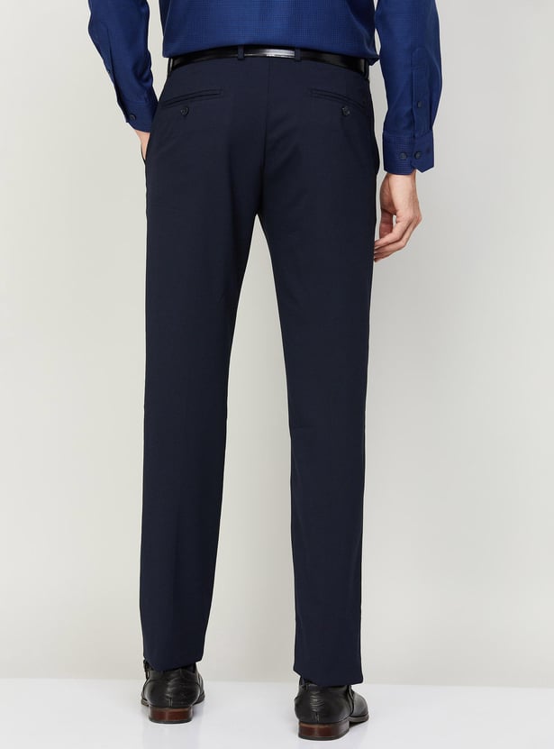 ARROW Men Solid Slim Tapered Flat Front Trousers