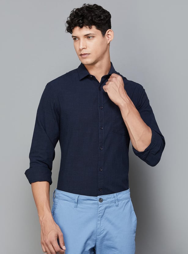 CODE Men Solid Slim Fit Casual Shirt