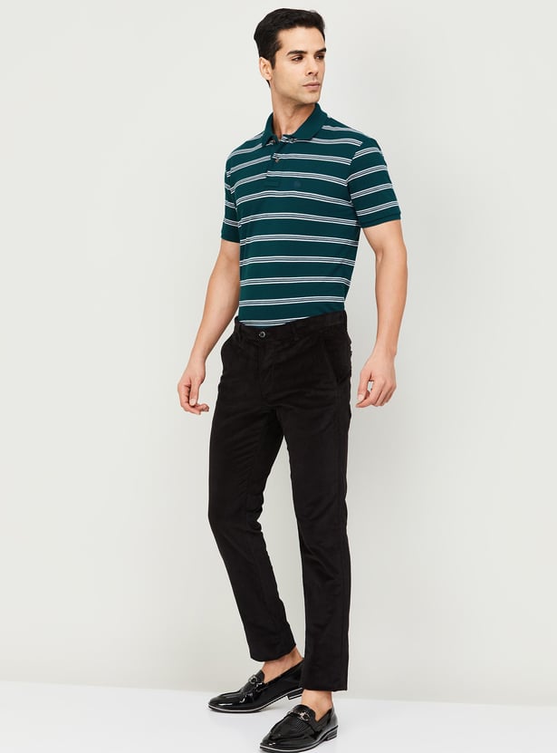 FAHRENHEIT Men Striped Slim Fit Polo T-shirt