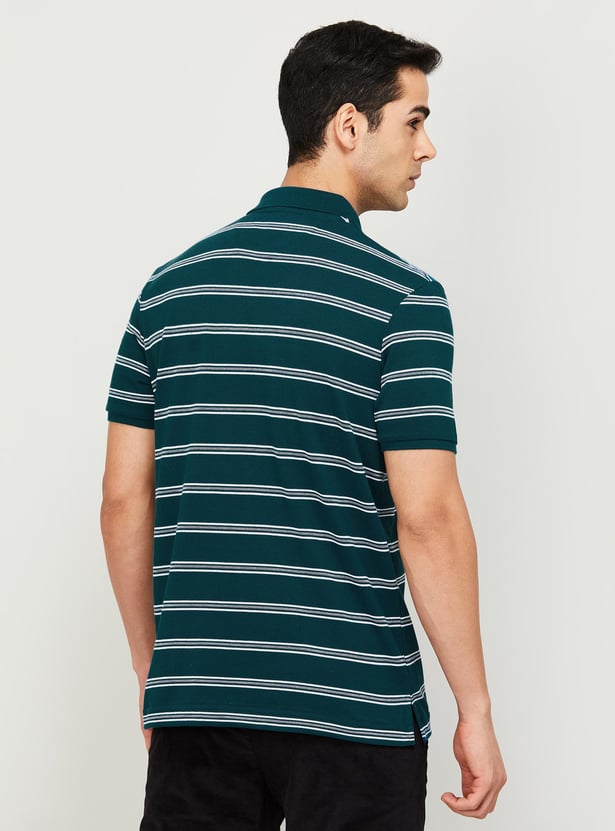 FAHRENHEIT Men Striped Slim Fit Polo T-shirt