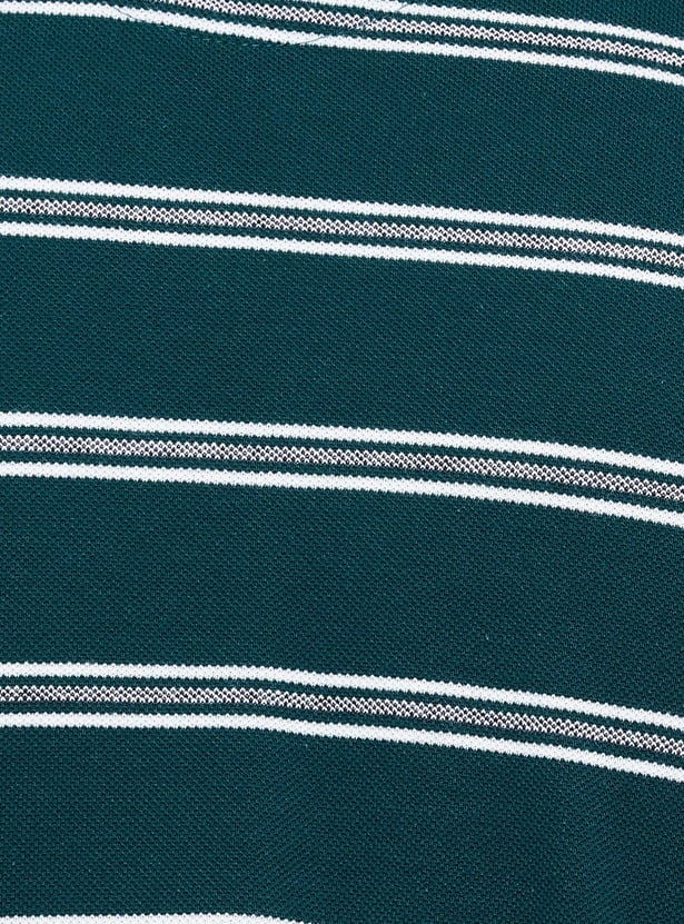 FAHRENHEIT Men Striped Slim Fit Polo T-shirt