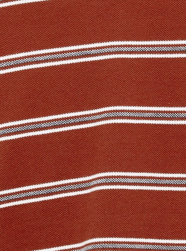 FAHRENHEIT Men Striped Slim Fit Polo T-shirt