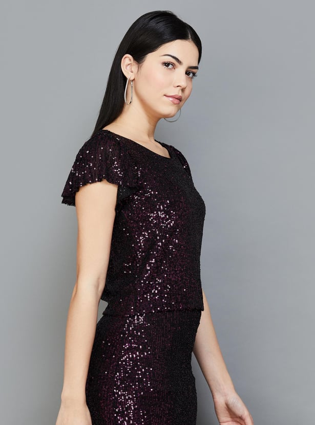 Buy Code Women Sequinned Crop Top From Code At Just Inr 1599 0