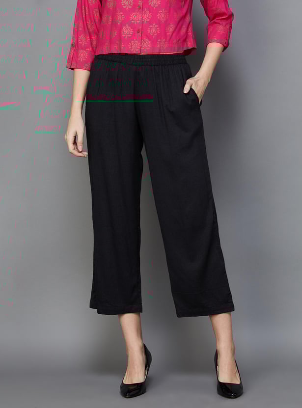 MELANGE Women Solid Elasticated Ethnic Pants