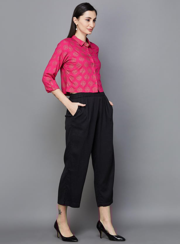 MELANGE Women Solid Elasticated Ethnic Pants