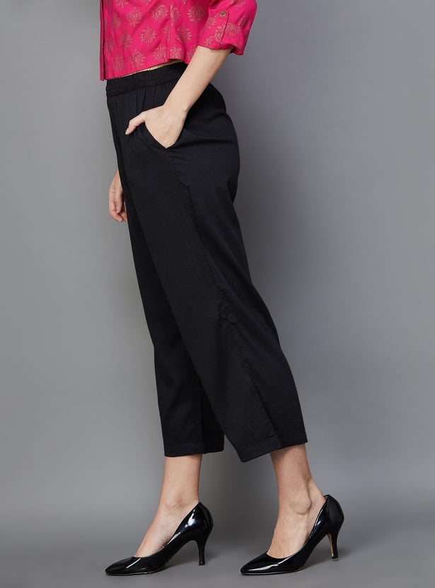 MELANGE Women Solid Elasticated Ethnic Pants