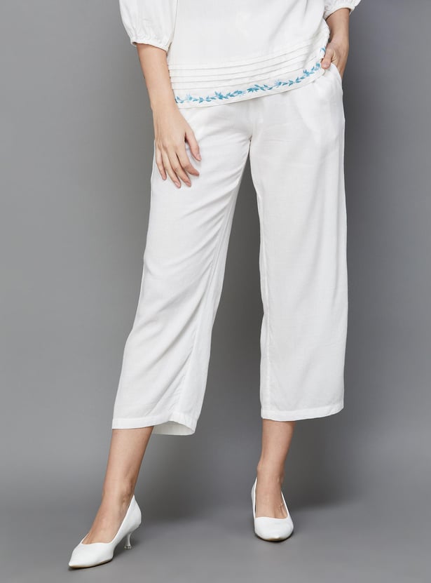 MELANGE Women Solid Elasticated Ethnic Pants