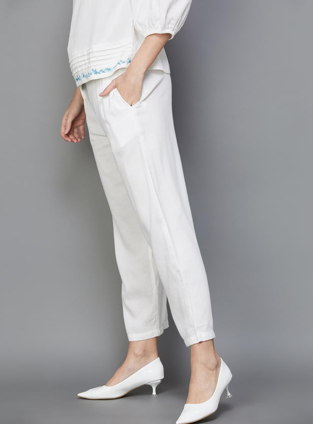 MELANGE Women Solid Elasticated Ethnic Pants