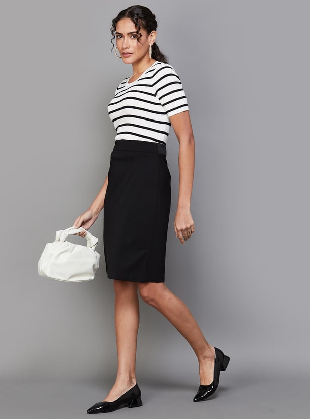CODE CLASSIC Women Striped Regular Fit T-shirt