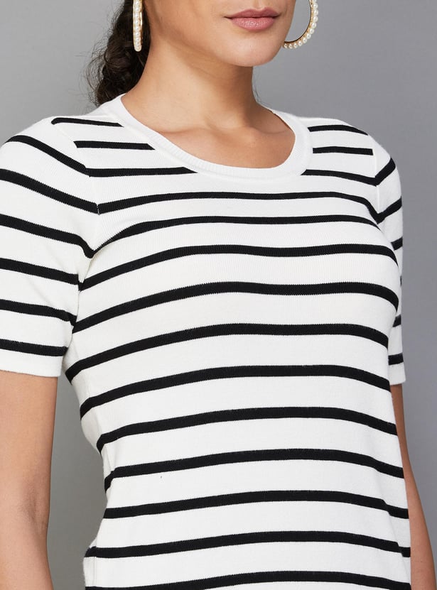 CODE CLASSIC Women Striped Regular Fit T-shirt