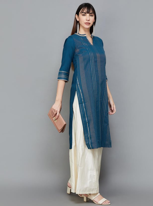 AURELIA Women Woven Straight Kurta