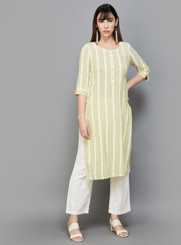 AURELIA Women Striped Straight Kurta