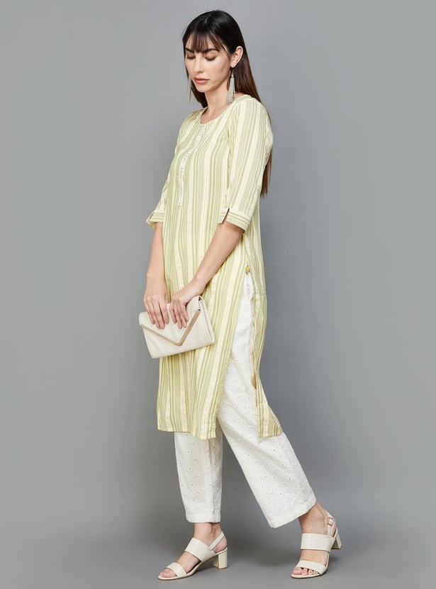AURELIA Women Striped Straight Kurta