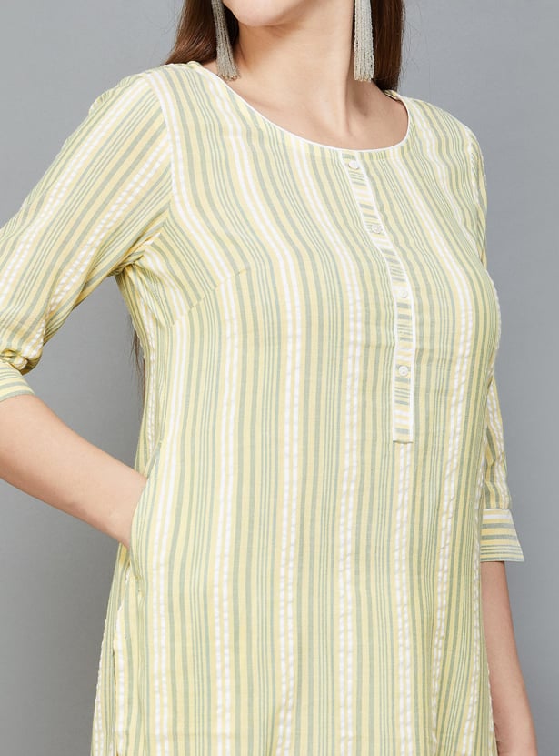 AURELIA Women Striped Straight Kurta