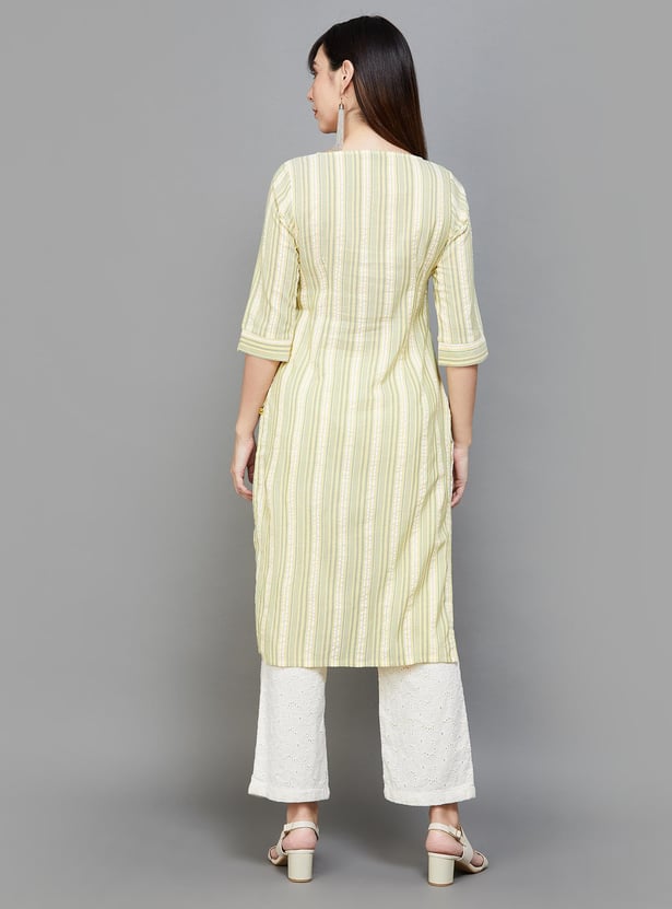 AURELIA Women Striped Straight Kurta