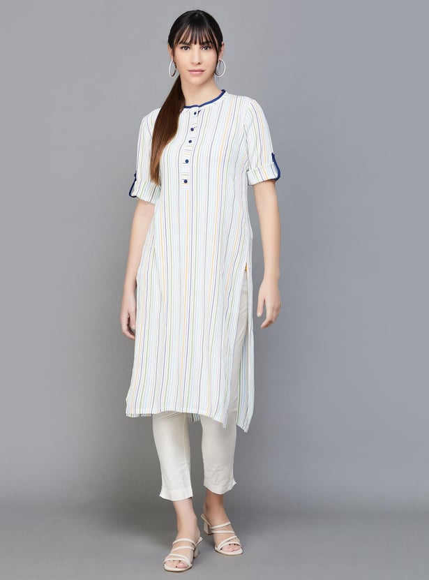 AURELIA Women Striped Straight Kurta
