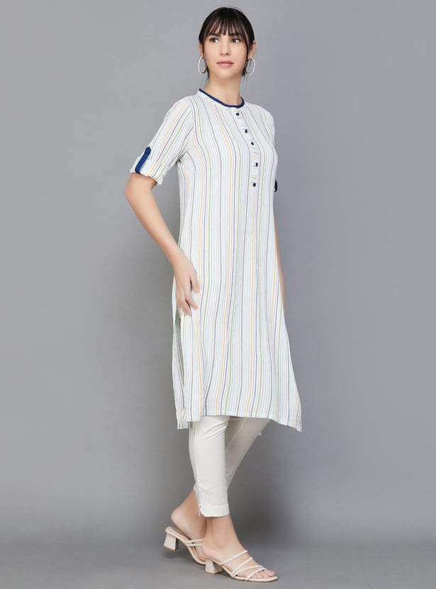 AURELIA Women Striped Straight Kurta