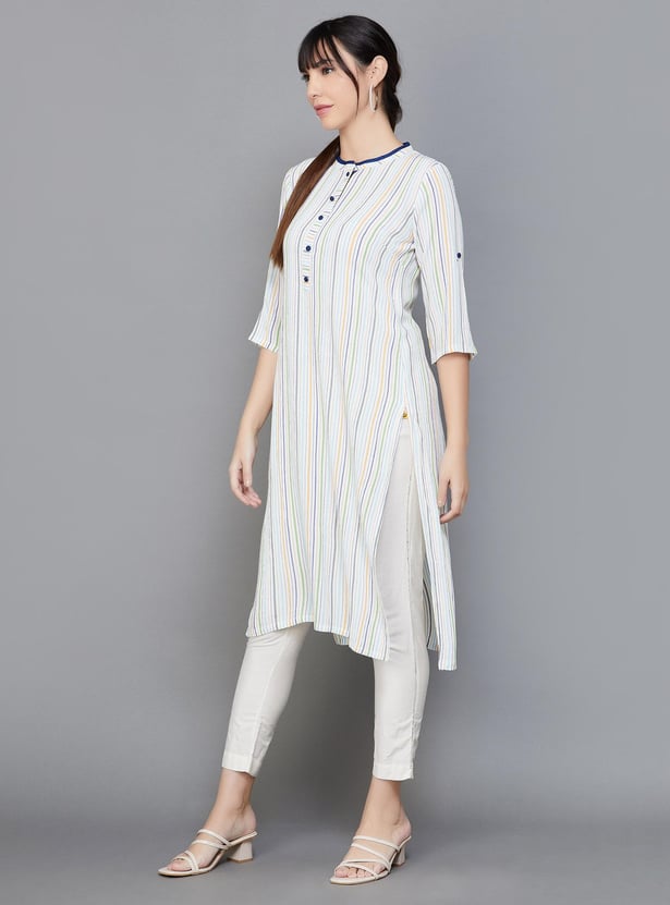 AURELIA Women Striped Straight Kurta