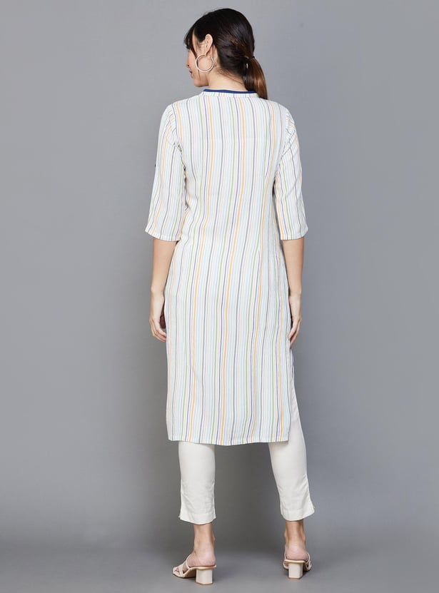AURELIA Women Striped Straight Kurta