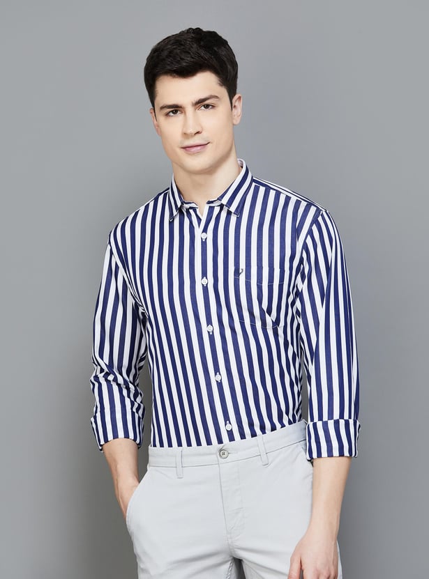 ALLEN SOLLY Men Striped Slim Fit Shirt