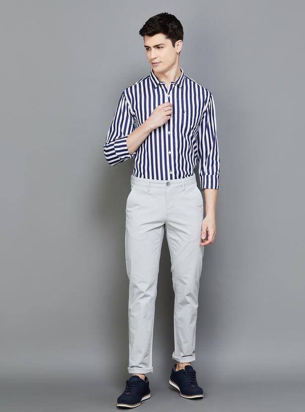 ALLEN SOLLY Men Striped Slim Fit Shirt