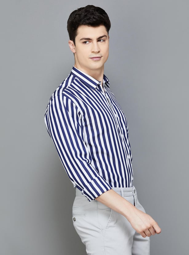 ALLEN SOLLY Men Striped Slim Fit Shirt