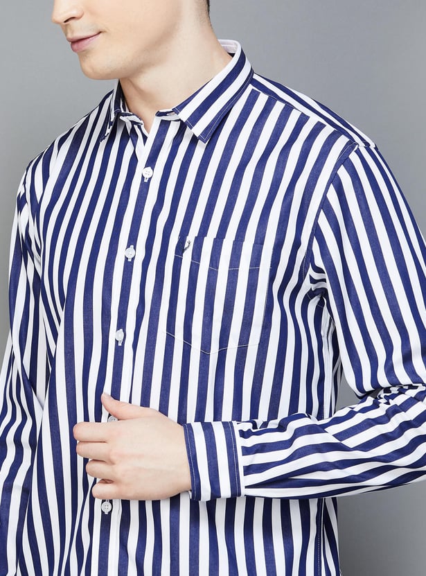 ALLEN SOLLY Men Striped Slim Fit Shirt