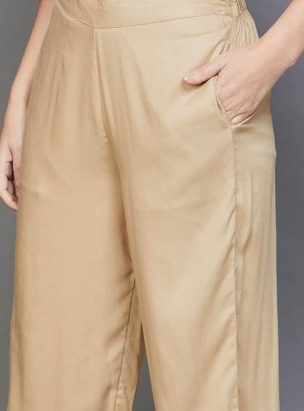 MELANGE Women Solid Straight Pants