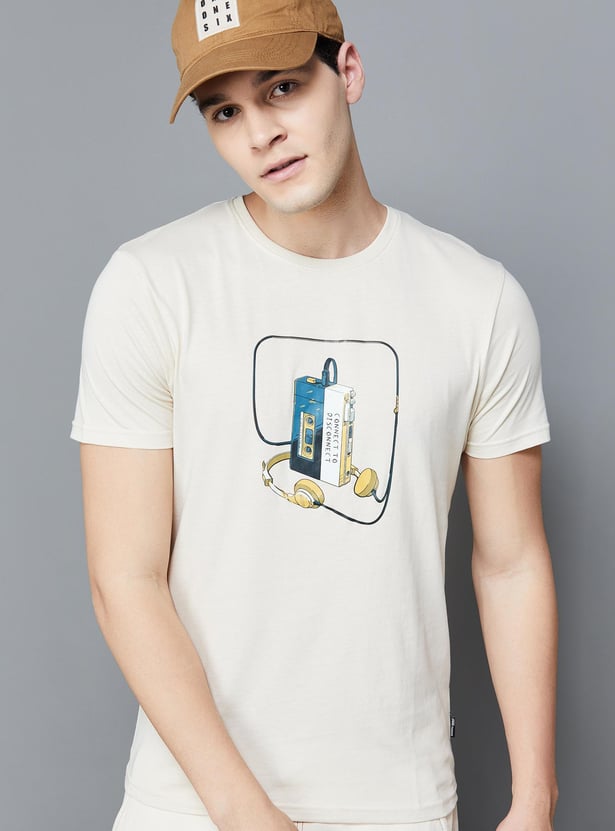 FAME FOREVER Men Printed Regular Fit T-shirt