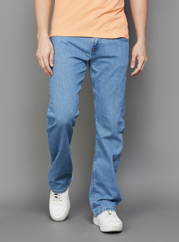 Buy JACK JONES Men Washed Bootcut Jeans from JACK JONES at