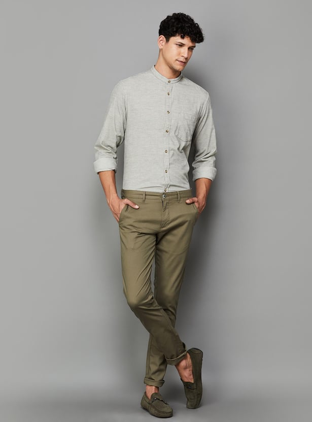 INDIAN TERRAIN Men Textured Slim Fit Shirt