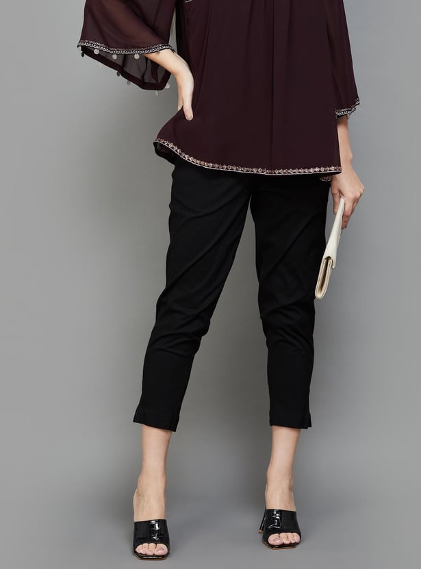 MELANGE Women Solid Straight Pants