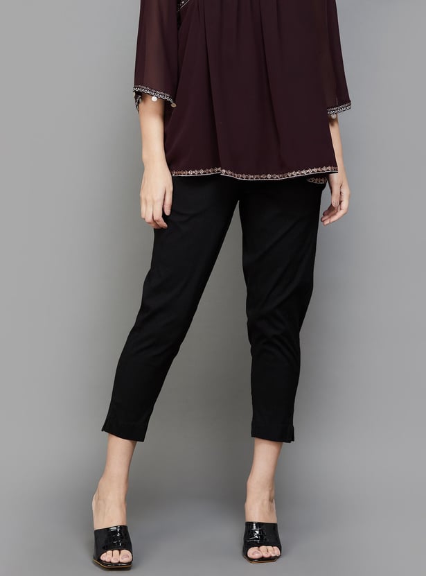 MELANGE Women Solid Straight Pants