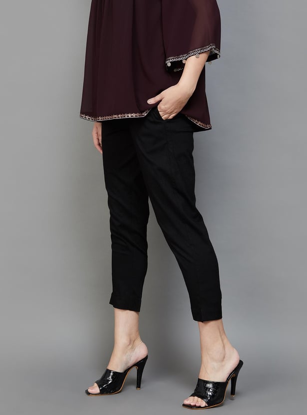 MELANGE Women Solid Straight Pants