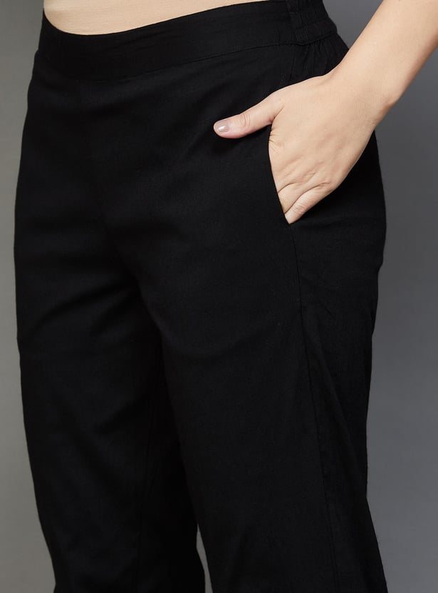 MELANGE Women Solid Straight Pants