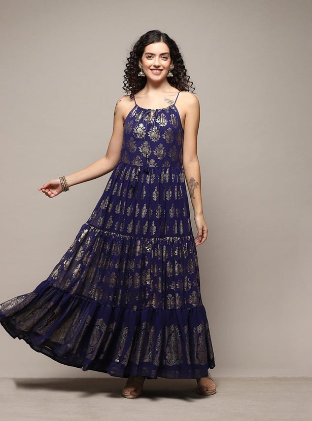 Buy BIBA Floral Print Tiered Maxi Dress from BIBA at just INR 3999.0