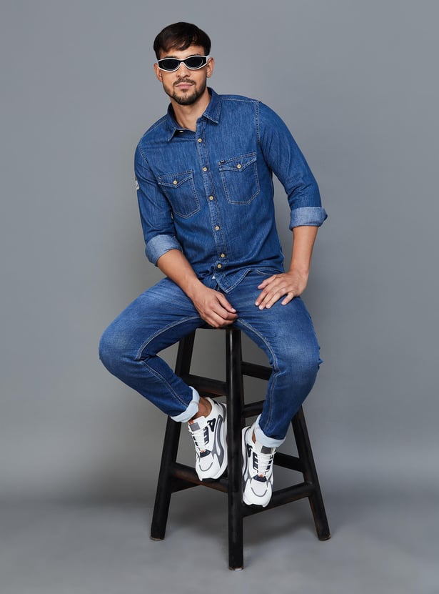 Buy SPYKAR Men Regular Fit Denim Casual Shirt from Spykar at just