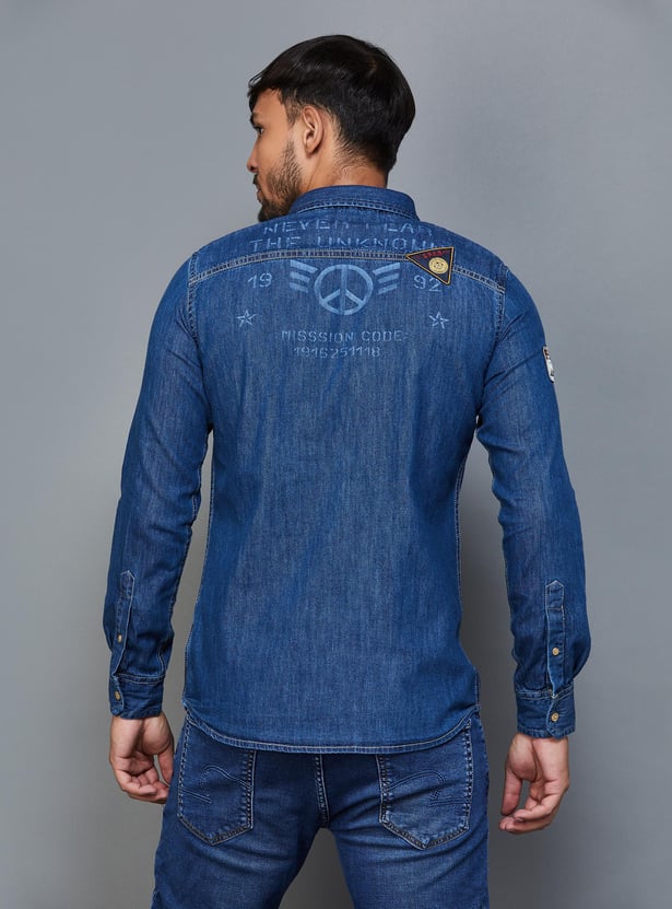 Spykar Mens Long Sleeve Jean Shirt Buy Spykar Men Black Cotton