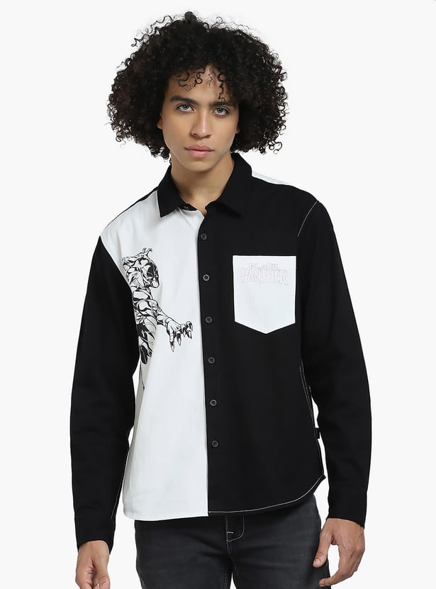 Buy JACK JONES Men Black Panther Colourblocked Shirt from JACK - Main Image