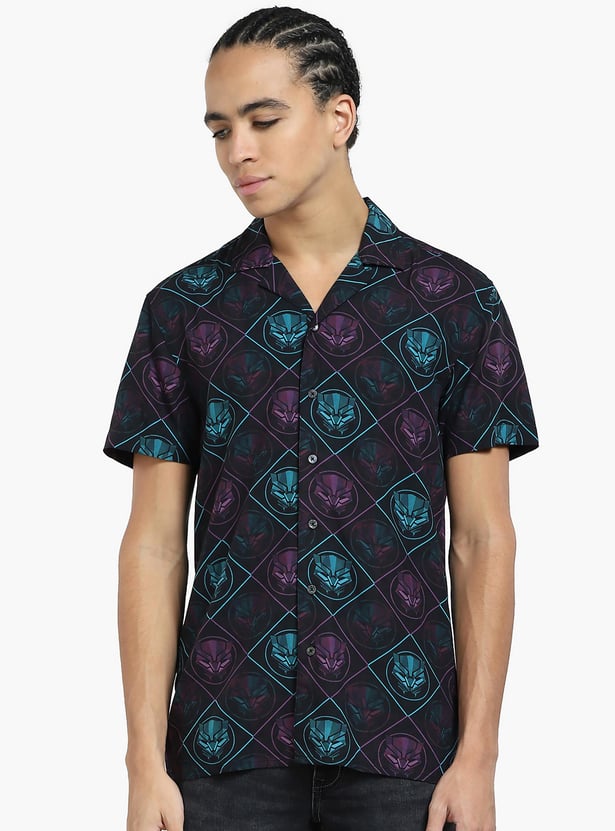 Buy JACK JONES Men Black Panther Printed Regular Fit Shirt from