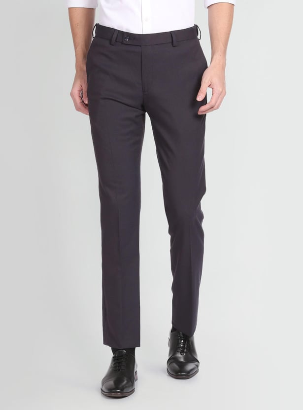 ARROW Men Solid Slim Tapered Flat Front Formal Trousers