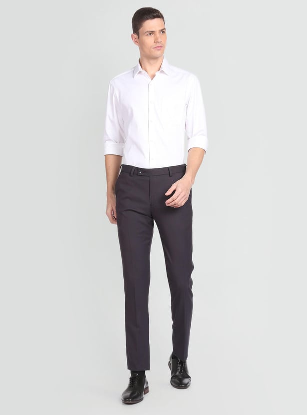 ARROW Men Solid Slim Tapered Flat Front Formal Trousers
