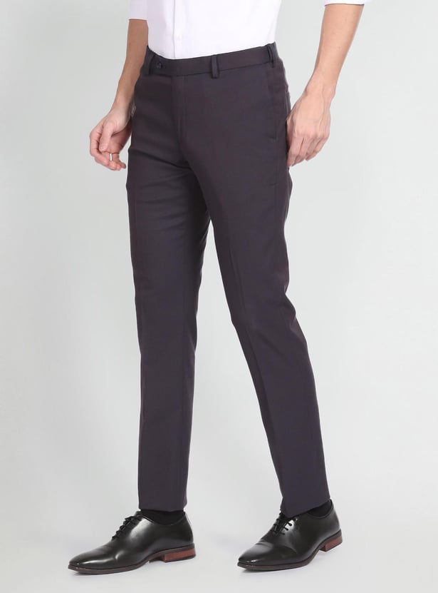 ARROW Men Solid Slim Tapered Flat Front Formal Trousers