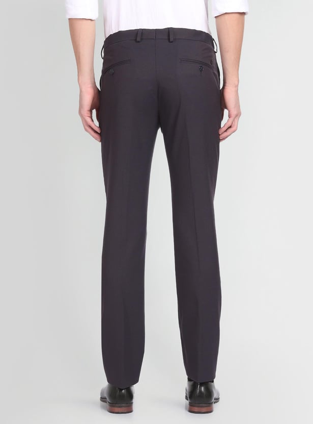 ARROW Men Solid Slim Tapered Flat Front Formal Trousers