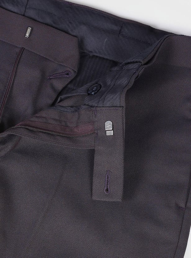 ARROW Men Solid Slim Tapered Flat Front Formal Trousers