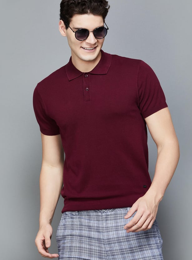 DENIMIZE Men Solid Slim Fit Polo T-shirt