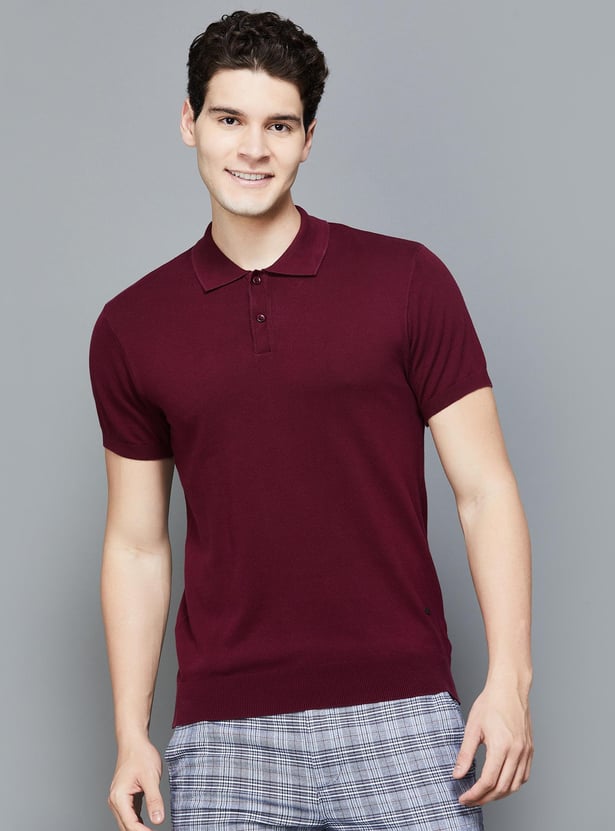 DENIMIZE Men Solid Slim Fit Polo T-shirt