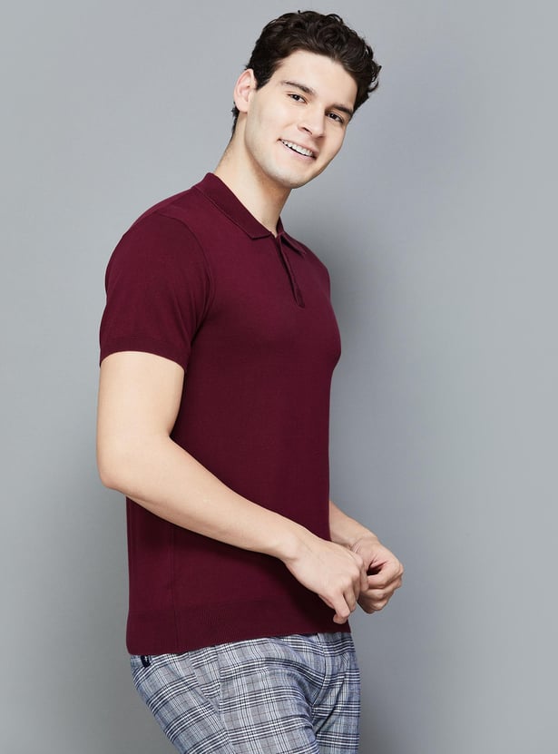 DENIMIZE Men Solid Slim Fit Polo T-shirt