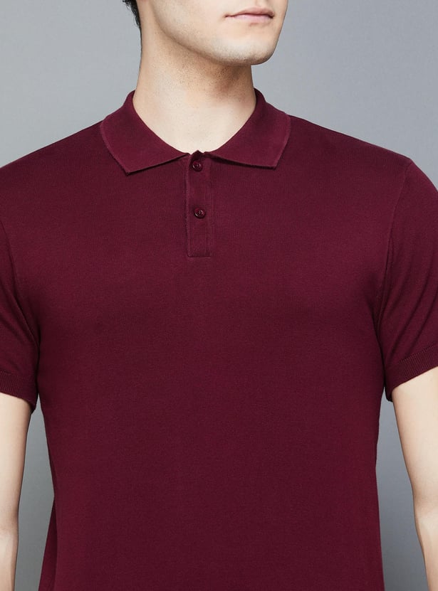 DENIMIZE Men Solid Slim Fit Polo T-shirt